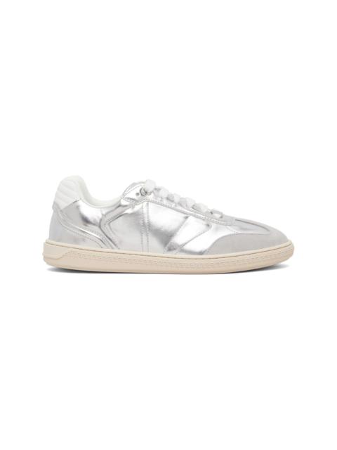 Silver Greca Court Metallic Sneakers