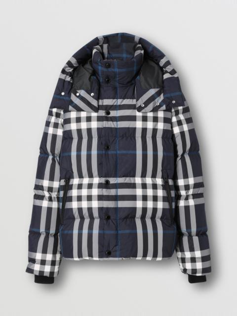 Detachable Hood Check Puffer Jacket