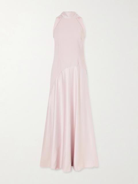 Cece Cape-effect Crepe And Satin Gown