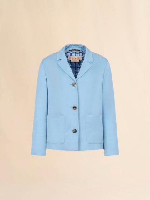 LIGHT BLUE SATIN SINGLE-BREASTED JACKET