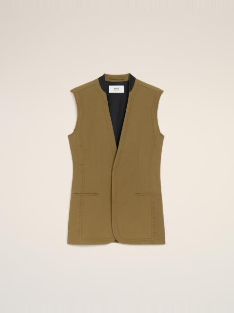 GREEN WOOL SLEEVELESS JACKET