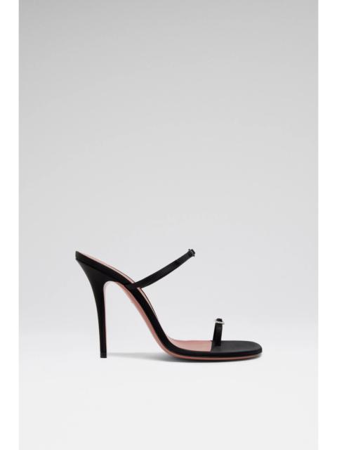 ADUT THONG SLIPPER 105 BLACK SATIN AND WHITE CRYSTAL BUCKLE