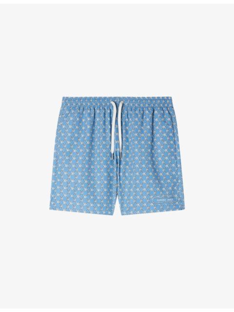 Drawstring Chain-Print Woven Swim Shorts