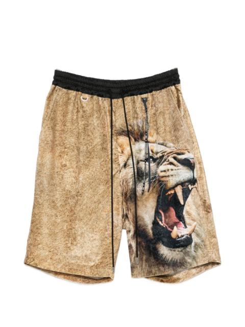 lion-print drawstring shorts