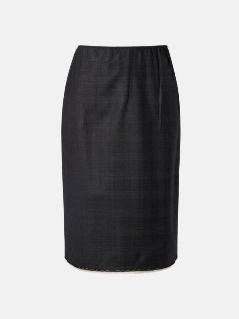 Checked wool pencil skirt