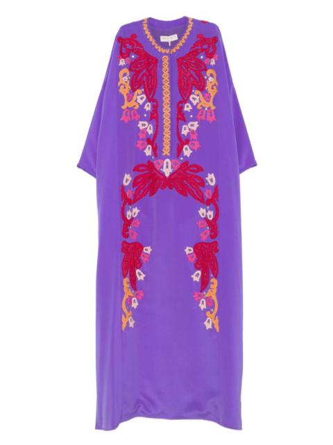 embroidered silk maxi dress