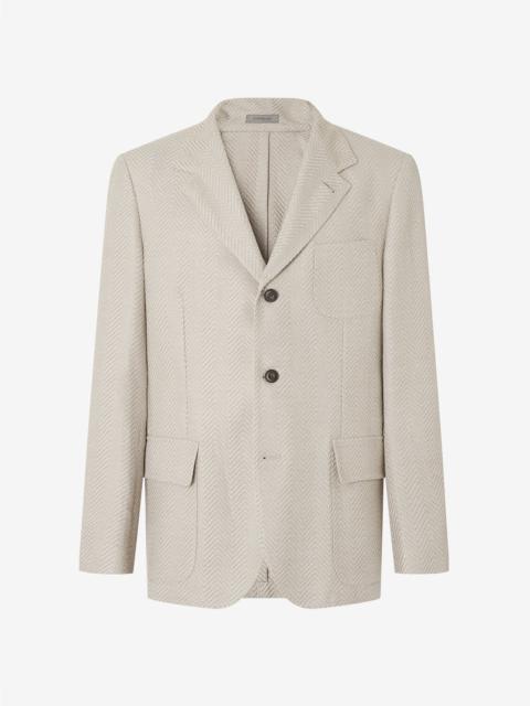Beige herringbone wool and linen jacket