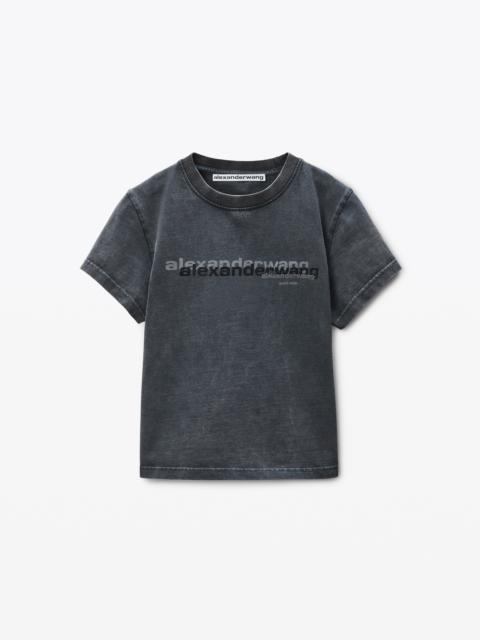 Black Cotton Shrunken Logo Tee