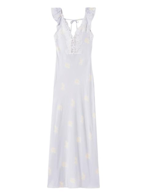 lace-trim floral-print maxi dress