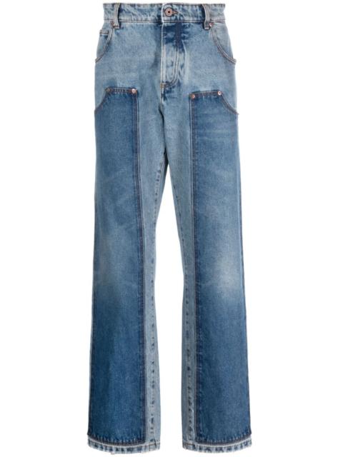 hybrid panelled straight-leg jeans