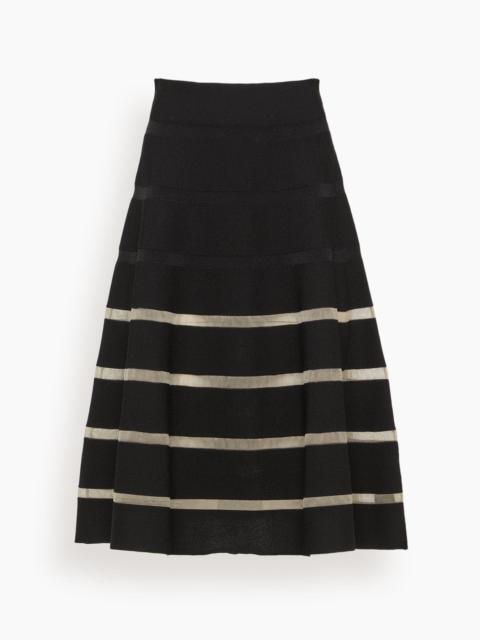 Stripe Knit Flare Skirt in Black