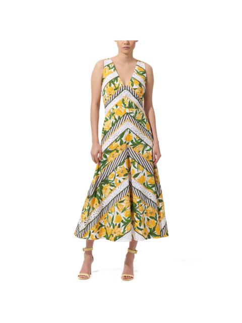 Carolina Herrera V-Neck Midi Trumpet Dress