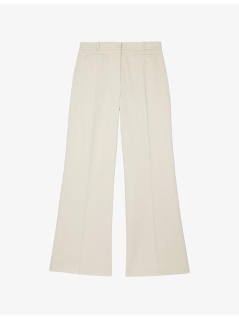 Mid-Rise Wide-Leg Cotton Trousers