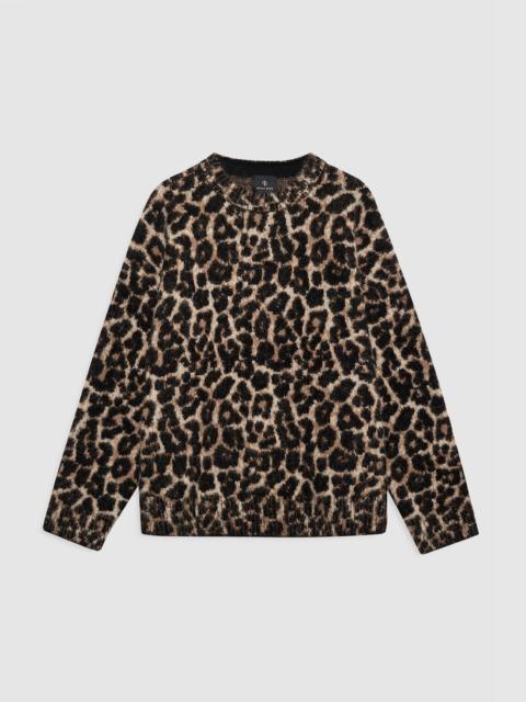 Sydney Crew Sweater - Black And Brown Leopard