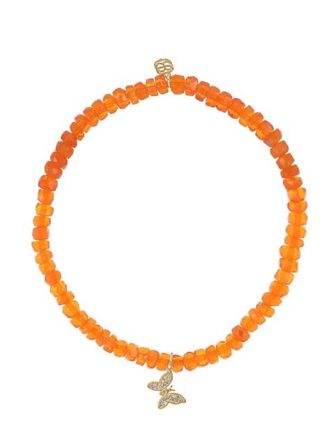 Orange Opal Tiny Butterfly Charm Bracelet
