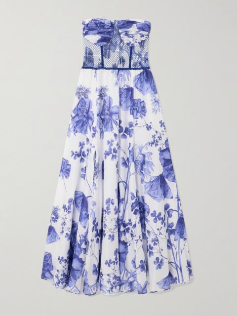 Kolay Strapless Smocked Floral-print Cotton-blend Maxi Dress