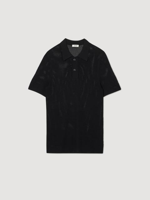 Openwork knit polo shirt