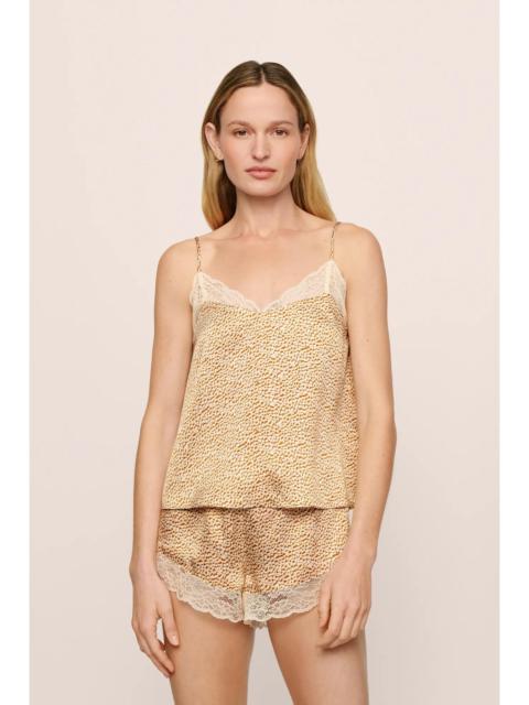 Washable Silk Printed Lace Cami & Short Set