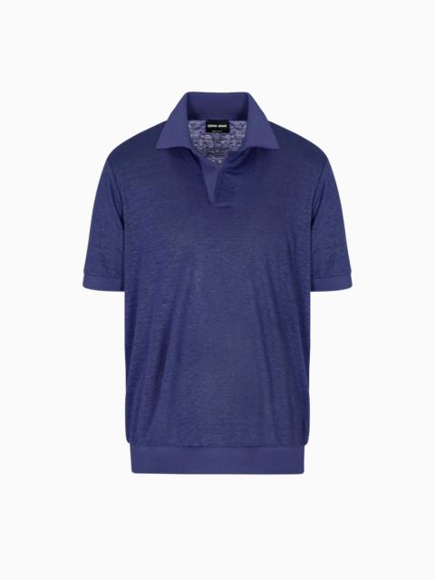 SHORT-SLEEVED POLO SHIRT IN LINEN JERSEY