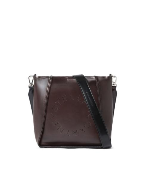 logo-cut leather shoulder bag