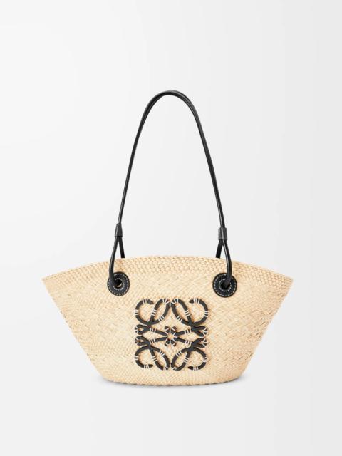 Small Anagram Basket bag in iraca palm and calfskin