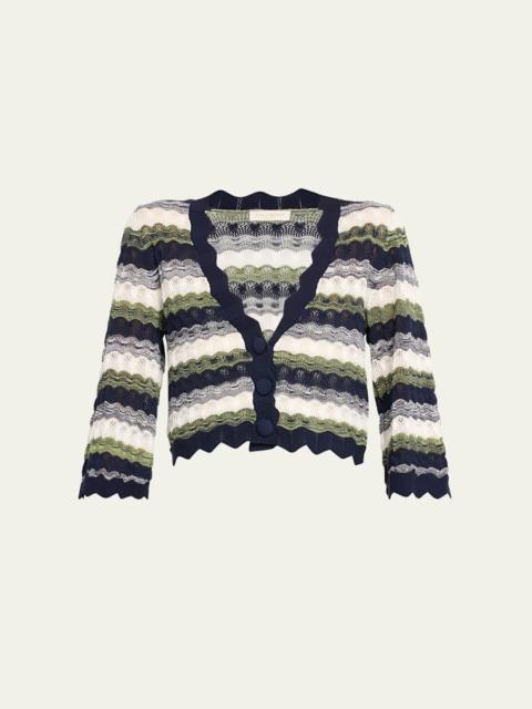 Nell Wavy Knit Cropped Cardigan