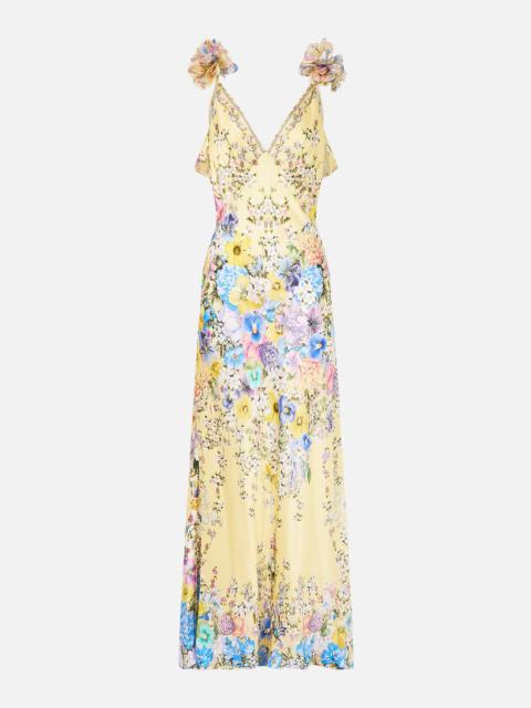 V NECK BIAS SLIP DRESS WITH BACK FRILL