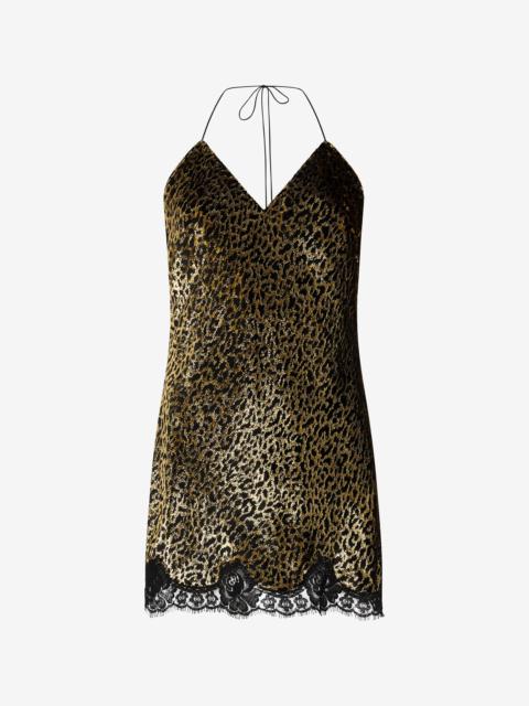 Macro Leopard Print Silk Slip Dress