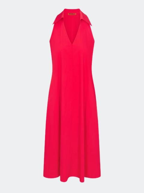 Nava Poplin Midi Dress in Cherry Red