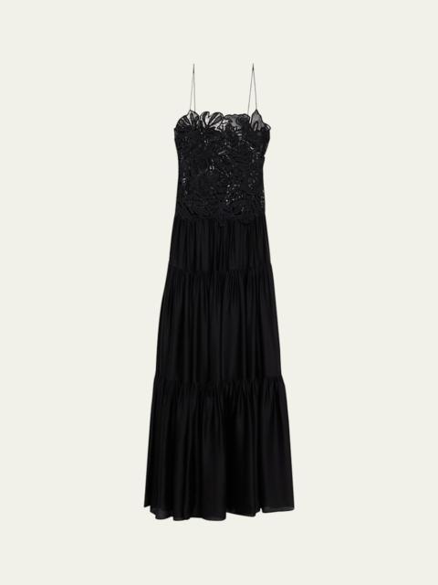 Celestia Embroidered Sleeveless Silk Gown