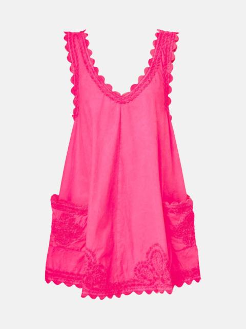 Embroidered cotton poplin minidress