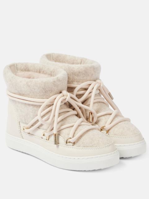 Leather-trimmed felt ankle boots