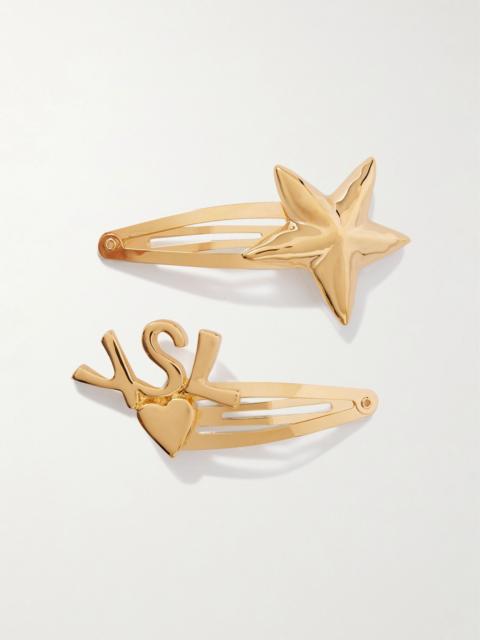 Set of two hair clips Gold