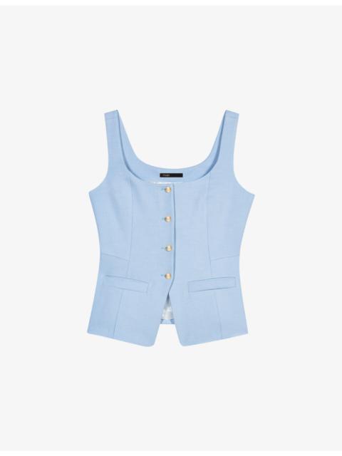 Tailored Square-Neck Stretch-Woven Waistcoat