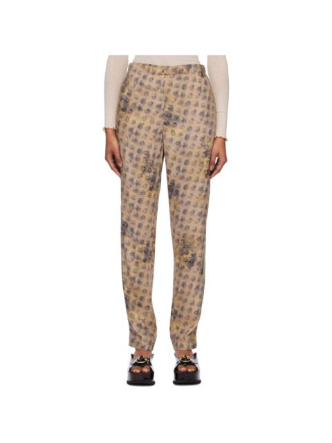Beige Floral Trousers