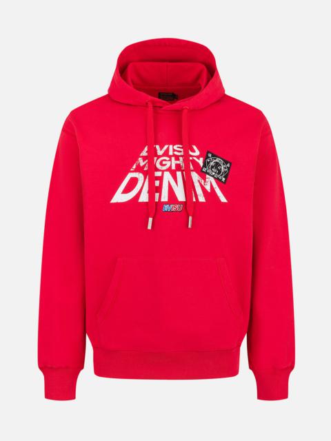 Slogan Print with Godhead Patch Embroidery Relax Fit Hoodie