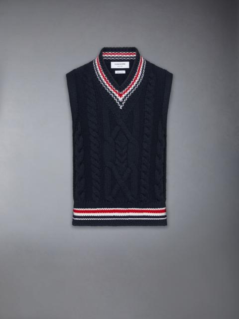 ARAN CABLE STITCH MERINO WOOL VEST