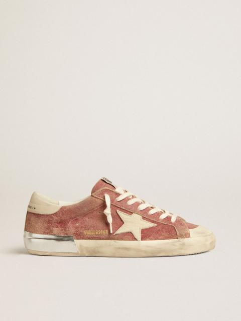 Super-Star in red leather with cream nubuck star and heel tab