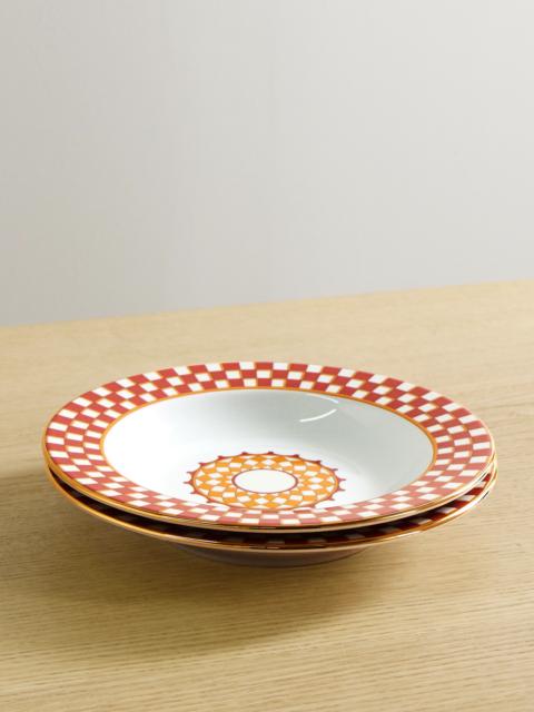 Gold-plated Porcelain Soup Bowl And Dinner Plate Set