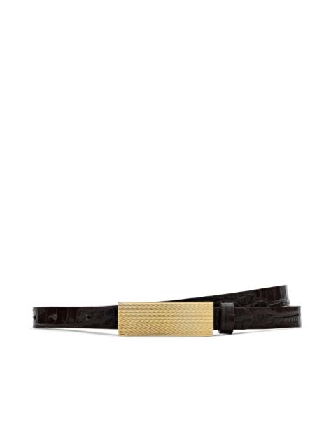 Elyse Croc-Embossed Leather Belt