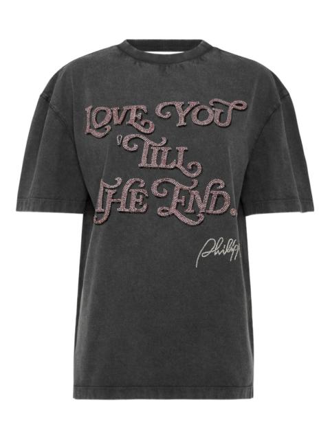 sequin-embellished open-back T-shirt