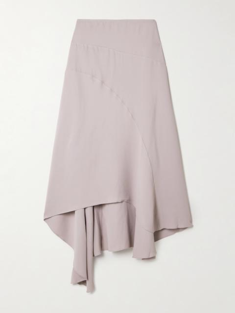 Paneled Asymmetric Crepe Midi Skirt