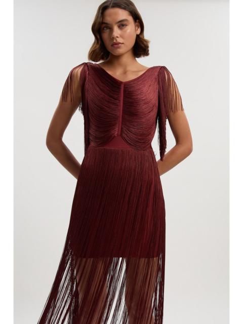 Maxi Draped Fringe Knitted Mini Dress