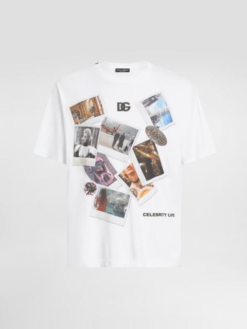 Cotton T-shirt with postcard print