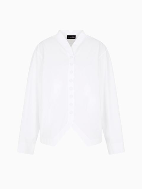 BRUSHED COTTON SHIRT WITH SHAPED HEM