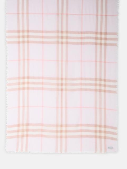 WIDE SCARF IN QUARTZ PINK 'CHECK' WOOL
