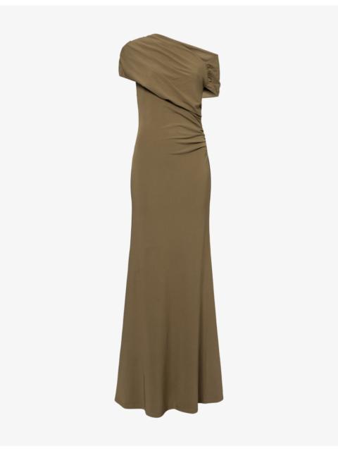 Asymmetric Drape Stretch-Jersey Gown