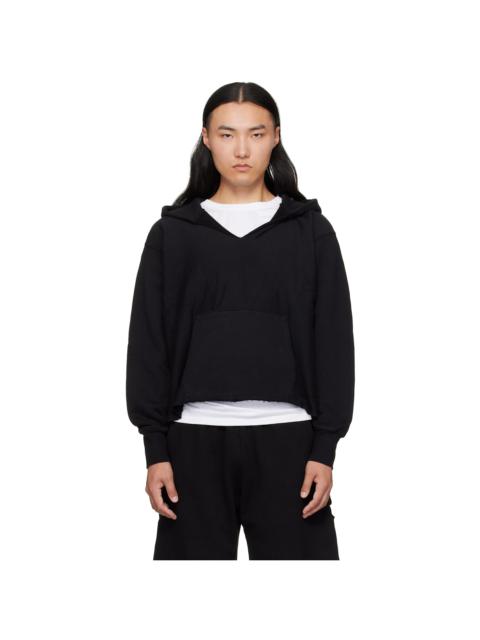 Black Heavyweight Raw Cropped Hoodie