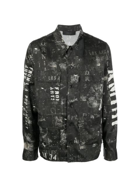 logo-print satin shirt