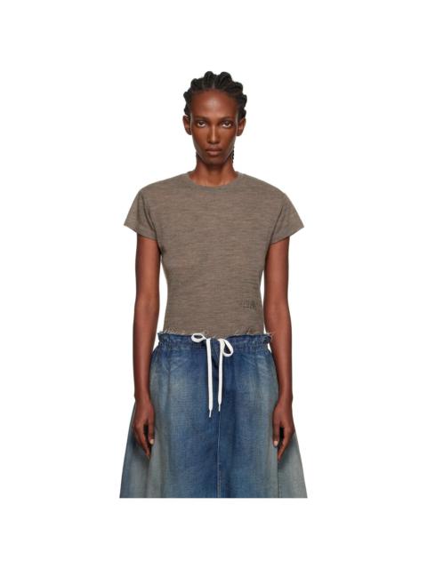 Taupe Sheer Wool Jersey T-shirt